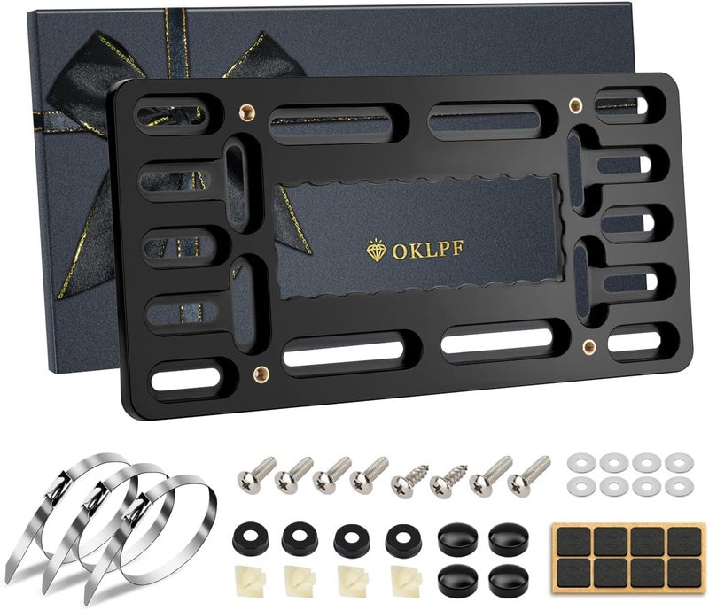 OKLPF No-Drill Front License Plate Mounting Kit - Universal License Plate Bracket Holder for Cars, Trucks & SUVs with Stainless Steel Hardware & Anti-Theft Screws - Image 1